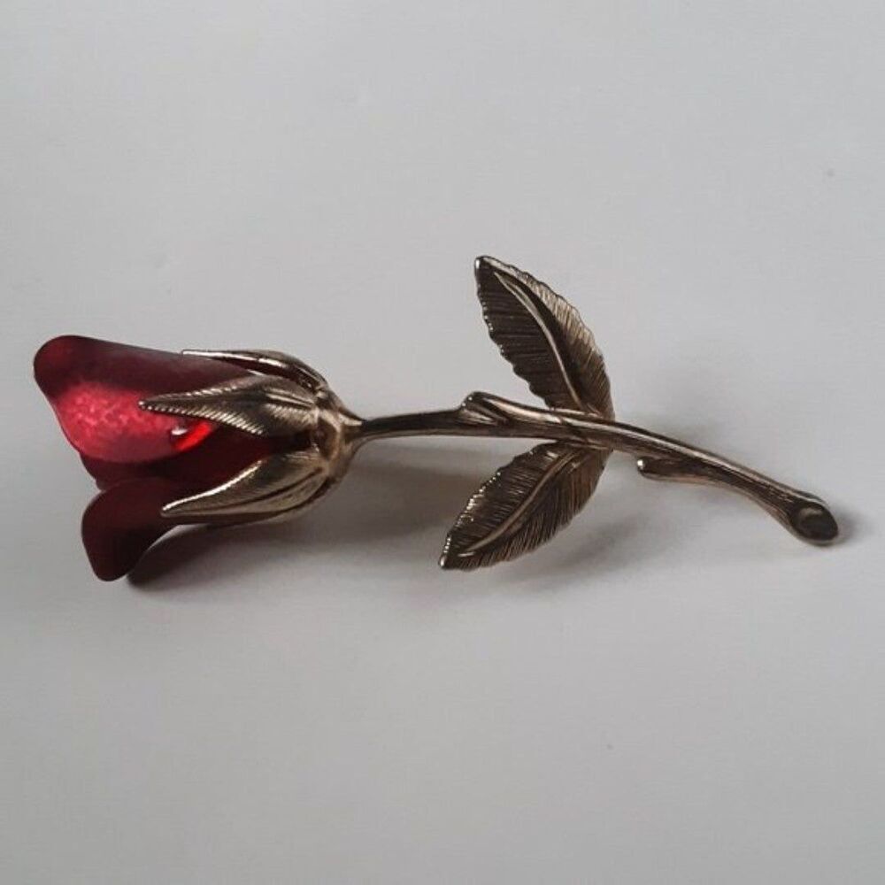Vintage Rose Light Gold Tone Brooch